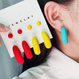 Stud Earrings 4 Pairs/Set C-shaped Candy Color Spray Painted For Women Simple Korean Acrylic Cute Girl Accessories 2024