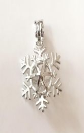 Christmas Snowflake Style Locket Cage Pendant Can Open Pearl Bead Pendant Mounting For DIY Necklace Bracelet Lovely Charms5012999