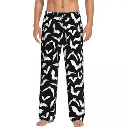 Men's Sleepwear Custom Halloween Bats Pyjama Pants For Men Lounge Sleep Stretch Bottoms With Pockets
