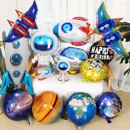 Party Decoration 4D Balloon Aircraft Large Standing Rocket Foil Balloons Space Exploration Theme Decor Toys Boys Birthday Baby