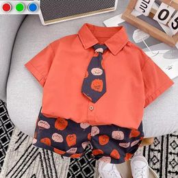 Clothing Sets Summer Baby Boys Clothes Children Fashion T-Shirt Cartoon Pumpkin Print Shorts 2Pcs Toddler Casual Outfit Set