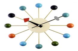 Simple Colourful Ball Modern Clock Art Simulation Sport Decorative Candy Wall Clock Mixed Colour Metal Solid Wood Ball11368534