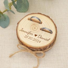 Party Supplies Custom Wedding Ring Box Personalised Wooden Rings Rustic Engagement Holder Proposal Pillow