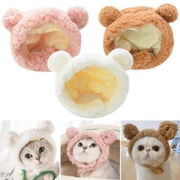 Dog Apparel Warm Comfortable Cosplay Costume Cat Hat Headgear Puppy Cap Short Plush Bear