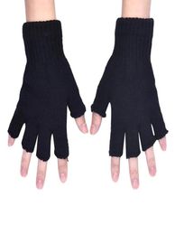 Whole Men Black Knitted Stretch Elastic Warm Half Finger Fingerless gloves winter women gloves Men Half Fingers mittens 165c4146742