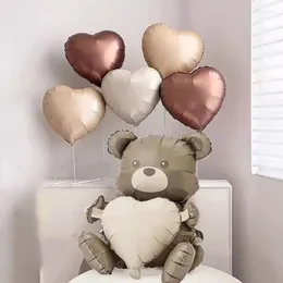 Party Decoration 1/6pcs 3d Happy Bear Heart Foil Balloons For Birthday Wedding Decorations 40 Inch Caramel 0-9 Number Balls Baby Shower