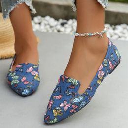 Casual Shoes Print Random Flats Women Pointed Toe Shallow Loafers Sandals 2024 Walking Summer Running Fashion Cozy Lady