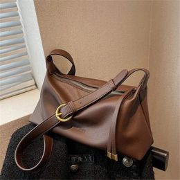 Retro Womens Handbags Coffee Messenger Bag Elegant PU Leather Crossbody Large Brown Shoulder s Tote 240419