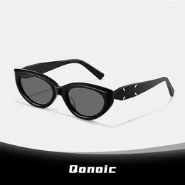 Sunglasses QONOIC Modern Polarized Cat Eye Fashion Style Trendy Sun Glasses Acetate Frame Nylon Lens Shades UV400 AB24118