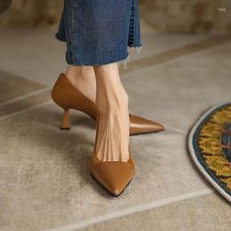 Dress Shoes Pointed Toe Shallow Pumps Mid Heel Thin Heels Female On Sale 2024 Slip-on Spring/autumn Solid Adult Fashion