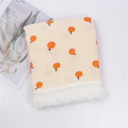 Blankets Children's Cotton Printed Tassel Blanket Born Gauze Wrap Bamboo Muslin Swaddles Baby Cart Covered