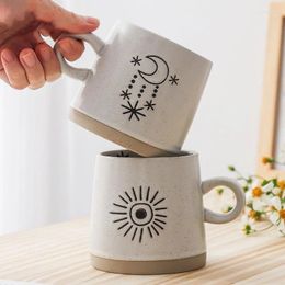 Mugs Japanese Ceramic Coffee Cup Star-moon Cross Hui Couple Mug Creative Afternoon Tea Breakfast Oatmeal Juice