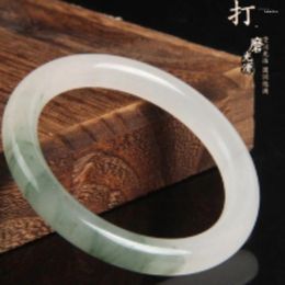 Bangle Natural Tianshan Cuijin Silk Jade Bracelet With Positive Ring And Floating Flower Transparent Pure