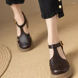 Dress Shoes Thick-soled Baotou Hollow Round-headed High-heeled Fashion Joker Soft-soled Comfortable Non-slip Wear-resistant Women's Sandals.
