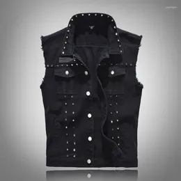 Men's Vests Trendy Spring/summer Black Denim Vest And Cool Rivet Korean Version Personalised Camisole