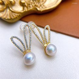 Stud Earrings Cute 6-7MM Real Freshwater Pearl Gold Plated Nice Party Wedding Female Girl's Gift 10 Pairs/lot