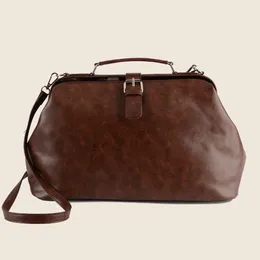 Shoulder Bags Oil Wax Large Capacity Women Bag Casual Shell Crossbody For 2024 Designer Tote Handbag Women's