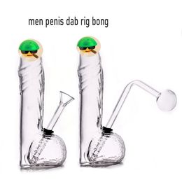 100% Lifelike Male Penis Glass Bong Water Pipe High Quality Dab Rig Hookah Shisha Cigarette Tobacco Spoon Pipe Honycomb Downstem Perc Oil Burner Pipe