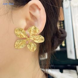 Stud Earrings MHS.SUN Stainless Steel Big Flowers Irregular Korean Gold Plated Creative Wedding Jewelry For Women Girls