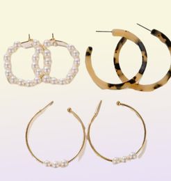 ZOVOLI Pearl Gold Big Hoop Earrings Set For Women Geometric Beaded Circle Earings Metal Hoops Fashion Boho Minimalist Jewelry361348067167