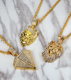 HIP Hop Jewelry Iced Out Chains Crystal JESUS Face Necklaces Gold Chain for Men Jewelry3463381