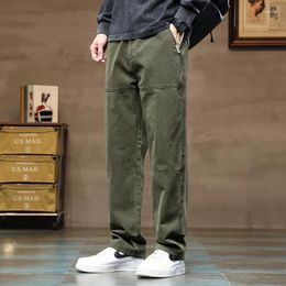 Men's Pants Casual For Autumn Winter Loose Comfortable Pure Cotton Washed Work Clothes Straight Leg