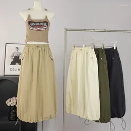 Skirts Y2K Bud Half Skirt Women's Vintage Cargo Elegant Hip Dress Sexy High Waist Solid Color Retro Simple