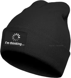 Berets Funny I'm Thinking Knit Cuff Beanie Winter Hat Fisherman Warm Cap Ski Caps For Men Women