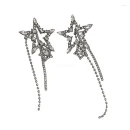 Backs Earrings Tassel Dangle Drop Cartilage Earring Zircon Hollow Star Long Dropship