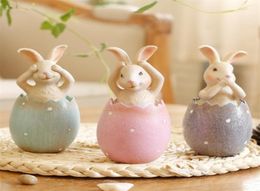 Easter Rabbit in Egg No Say No Listen No see Rabbits Easter Decoration for Home Gift for Kids Party Wedding Decoration 2009297620063