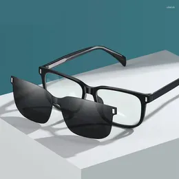 Sunglasses Luxury Square Polarised Clip On Women Men Vintage Black Anti Glare Driving Male Sun Glasses Optical TR90 Eyewear