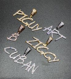 Hip Hop Brush Font Custom Letter Pendant Necklace Iced Out Cubic Zircon Charm Jewellery for Men Women3795402