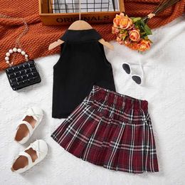 Clothing Sets Summer Girls Clothes Sets Vest Girls T-shirt+Skirt Fashion Children Clothing Suits School Uniform Outfits Two Piece Set 2-7Yrs