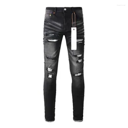 Women's Pants Purple ROCA Brand Jeans Fashion High Quality Black Distressed Repair Low Rise Skinny Denim