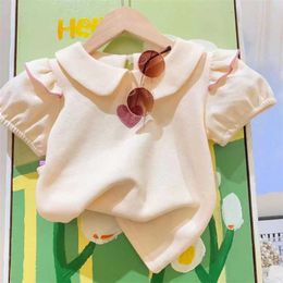 Clothing Sets Girls Clothing Set Summer Embroidered Shirt Tops+Skirt Korean Fashion Short Sleeve Children Clothes Suits 2pcs 2 3 4 5 6 7 Yrs