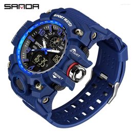 Wristwatches SANDA Top Brand Sports Men's Watches Military Quartz Watch Man Waterproof Wristwatch For Men Clock Relogios Masculino