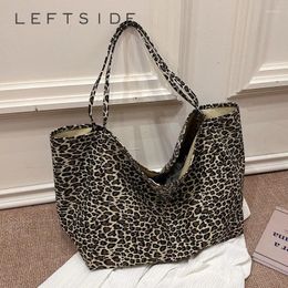 Shoulder Bags Big Canvas Leopard Bag For Women 2024 Korean Fashion Underarm Simple Handbags Shopper Shopping Travel
