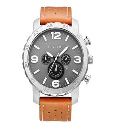 PINTIME New Fashion Big Dial Luxury Fashion Design Men Watch Leather Strap Quartz Watches Montre Clock Relogio Relojes De Marca Wr2118226