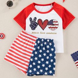 Clothing Sets FOCUSNORM 0-3Y Baby Boys Shorts Set Short Sleeve Graphic Print T-shirt With Stars Stripes Summer Outfit For 4th Of July