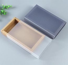 20pcs Black Paper Drawer Boxes with Frosted Sleeve Handmade Soap Craft Jewel Kraft Box for Wedding Party Candy Gift Packaging275P8762475