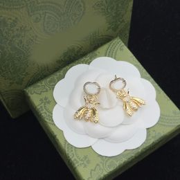 Designer Earrings for Women Stainless Steel Jewelry Letter G Charm Crystal Bee Dangle Drop Earrings Gold Silver Plated Stud Earrings Wedding Party Fashion Jewelry