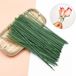 Decorative Flowers 50PCS Artificial Pole Iron Wire Silk Roses Leaf For Wedding Home Decor DIY Wreath Gifts Scrapbooking Craft Fake Plants