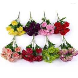 Decorative Flowers 10 Heads Simulated Artificial Carnation Colorful Silk Fake Flower For Wedding Festival Decor Pography Props Home Ornament