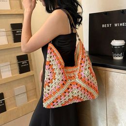 Shoulder Bags Fashion Woven Bag For Women Vacation Beach Commuting Large Capacity Versatile Tote Straw Bohemian Style Handbag