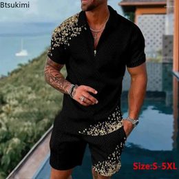 Men's Tracksuits 2024 Summer Men Clothing Fashion Short Sleeve Polo Shirt Shorts Sets 3D Print Trend Breathable 2PCS S-5XL