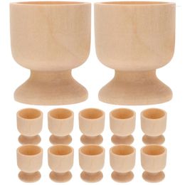 Dinnerware Sets 12 Pcs Easter Egg Tray Decor DIY Wood Stand Painting Kitchenware Base Cup Holder Child Pedestal Decorative