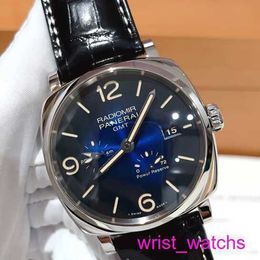 Wrist Watch for Men Panerai Radiomir Series Automatic Mechanical Men's Watch Smoky Gradient Blue Disc Power Reserve Dual Time Zone Date Display 45mm PAM00946