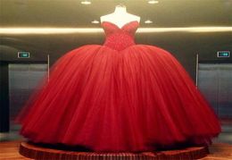 Red Sweetheart Ball Gown Prom Dresses Top Beaded Tulle Multi Layers Evening Dress Custom Made Puffy Formal Party Dress Women Vesti8494343