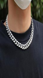 Mens 14k Gold Diamond Miami Cuban Link Chain 15MM Finish Ice Out Icy Pave Cubic Zirconia Jewelry Cuban Choker 16inch22inch1516422