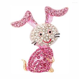 Brooches Rhinestone Pink Brooch Pin For Girls Crystal Cartoon Dress Accessories Easter Jewellery Gift Daughter